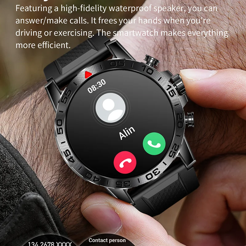 2024 New Men's outdoor HD Bluetooth and Call Smartwatch 100+ Sport Mode 1.39 Full screen Touch IP68 waterproof men's smartwatch