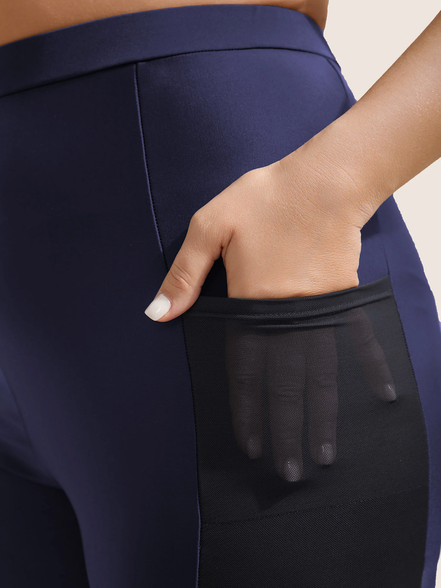 Plain Mesh Patchwork Patched Pocket Swim Bottoms