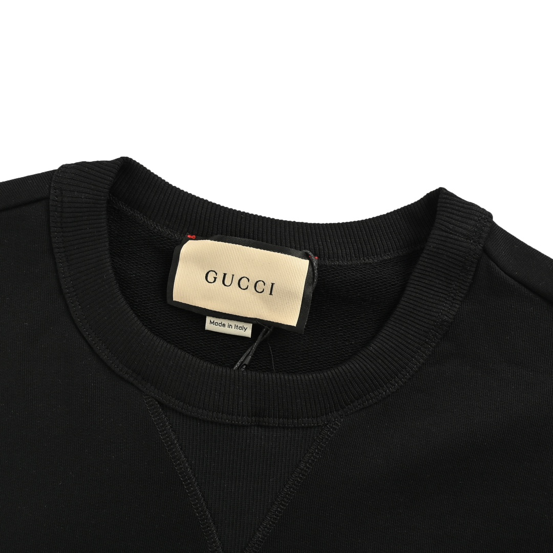 Gucci 24Fw embroidered logo patchwork faux two-piece sweatshirt