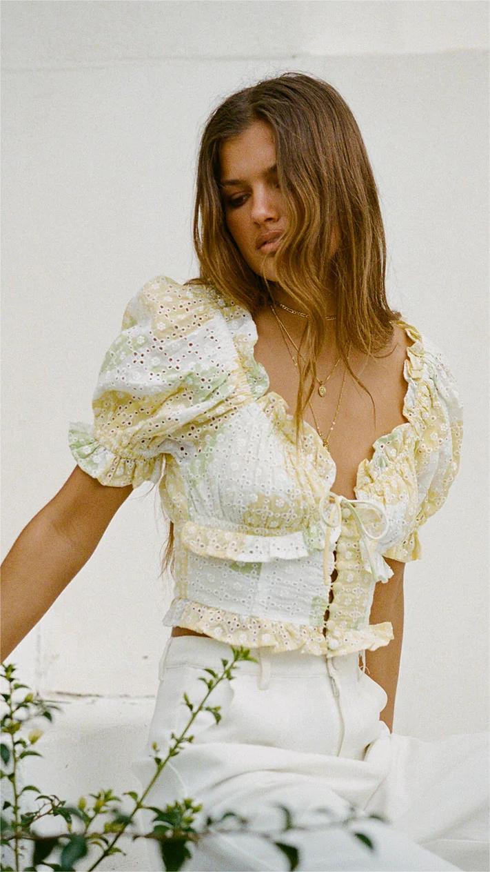 Yellow Floral Crop Top