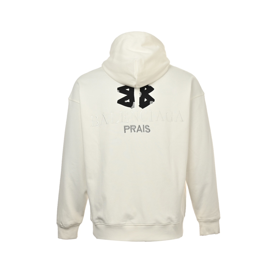 Balenciaga 24Fw double B patch and logo embroidered hooded sweatshirt