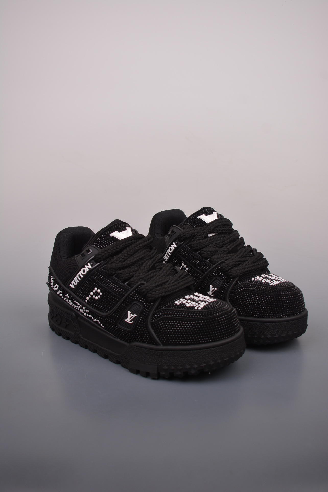 Louis Vuitton Trainer Maxi Low Sneaker Black and White Diamonds