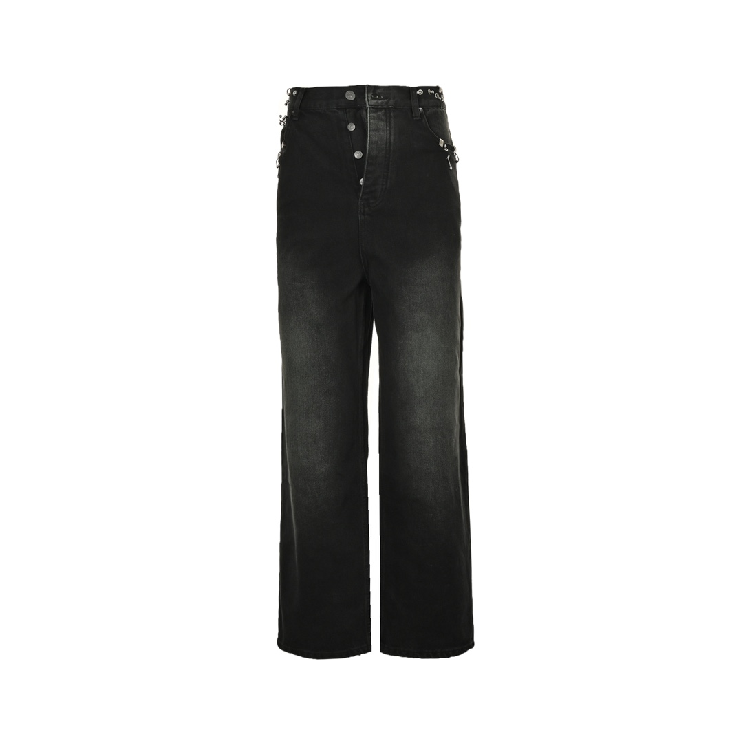 Balenciaga Rivet Piercing Ring Buckle Fire Machine Toe Jeans
