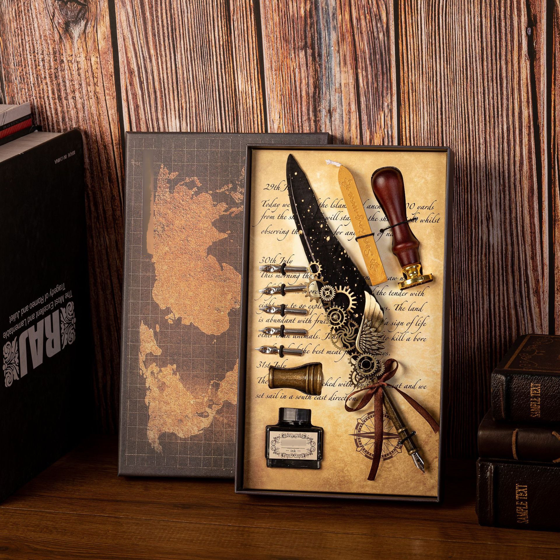 🎁Best Gift-Mechanical Gear Feather Fountain Pen Set