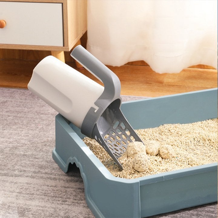 Cat Litter Scoop Integrated Detachable Deep Shovel Holder with Poop Sifting and Litter Bags