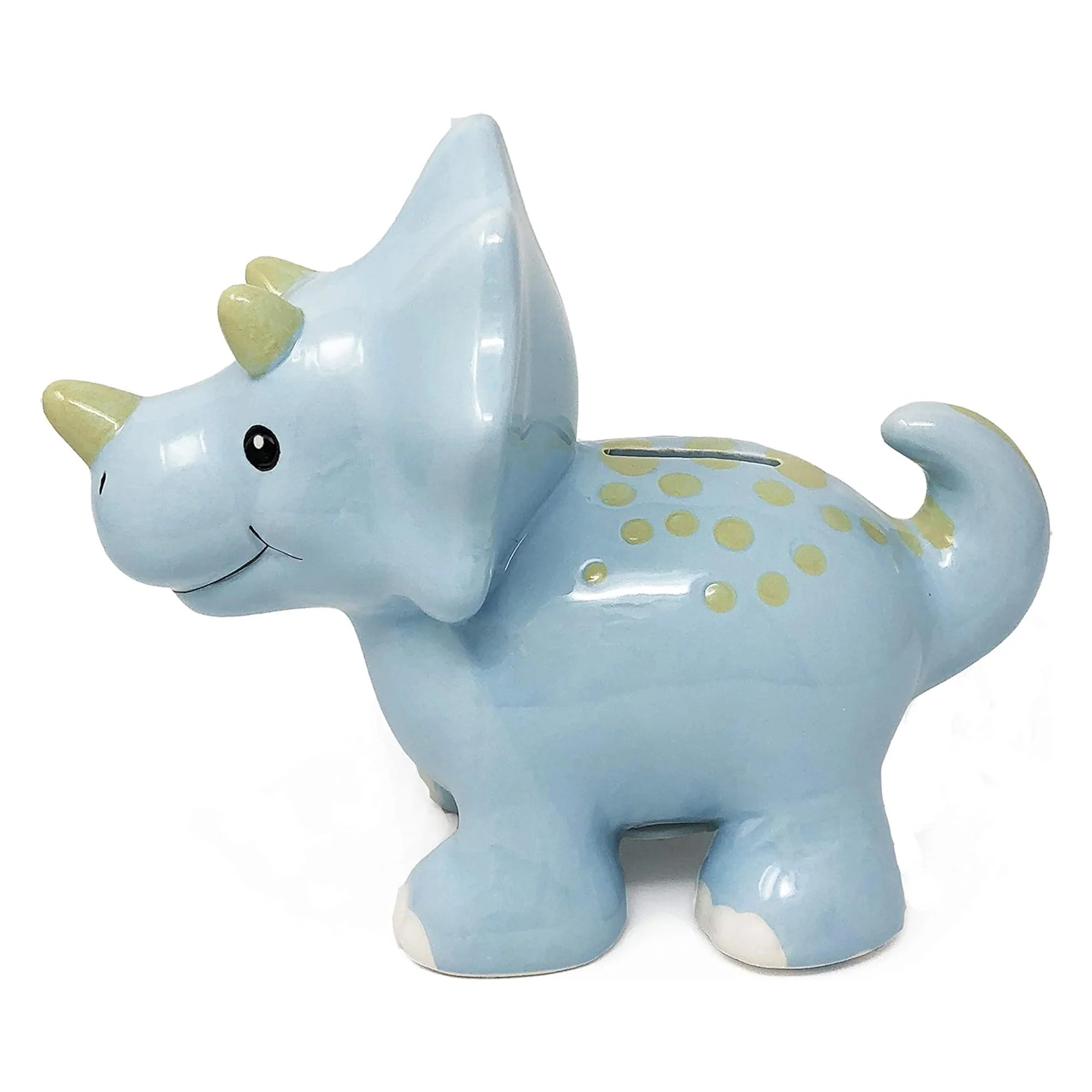 Hapinest Ceramic Dinosaur Piggy Bank for Boys, Triceratops, 7x5.5x3.5 Inches