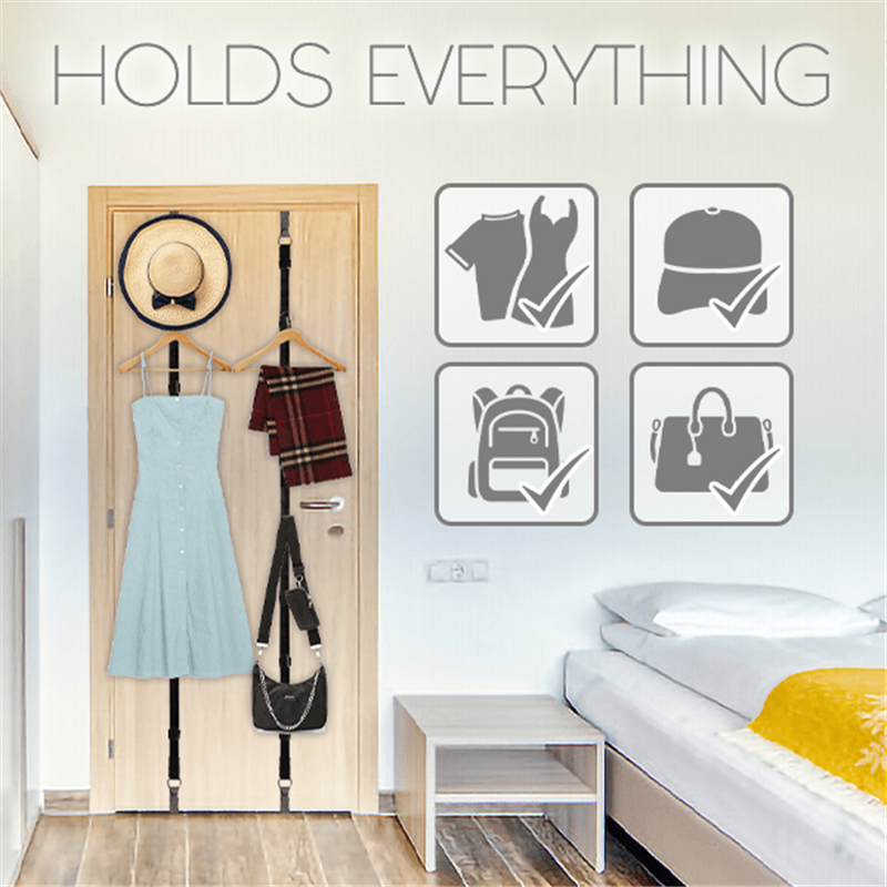 Adjustable Cap & Bag Storage Belt Door Rack