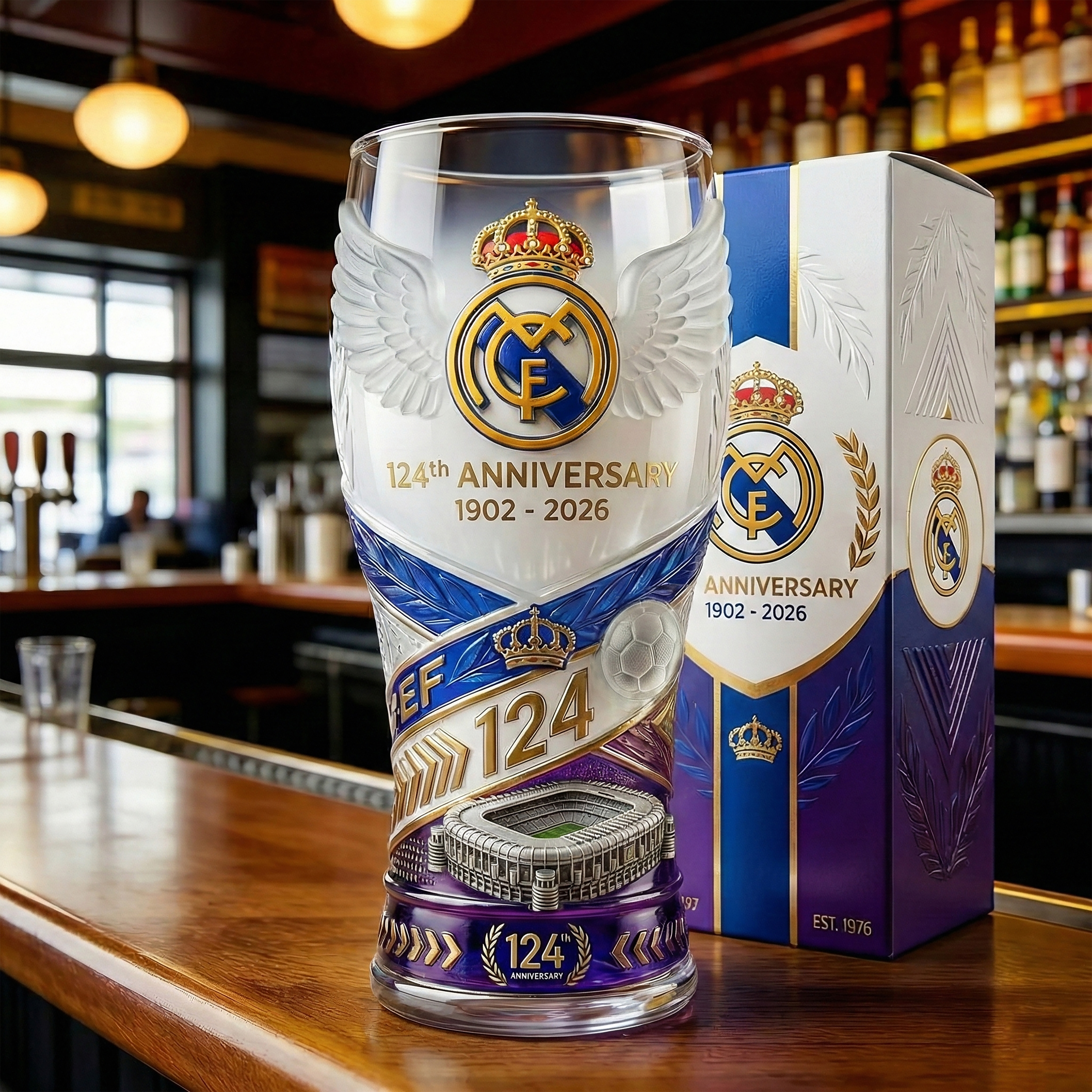 Real Madrid 124th Anniversary Commemorative Glass