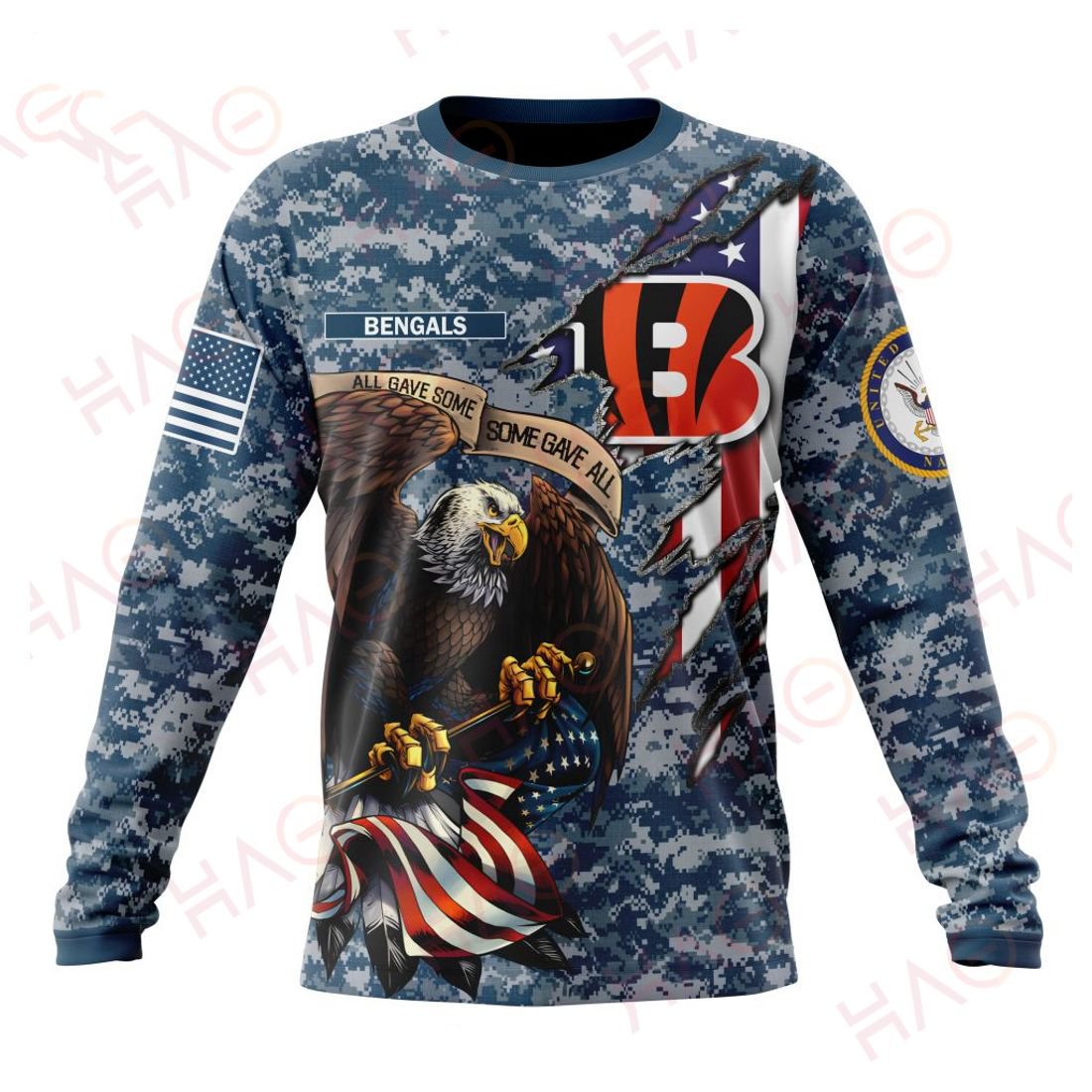 CINCINNATI BENGALS 3D HOODIE US NAVY VETERANS