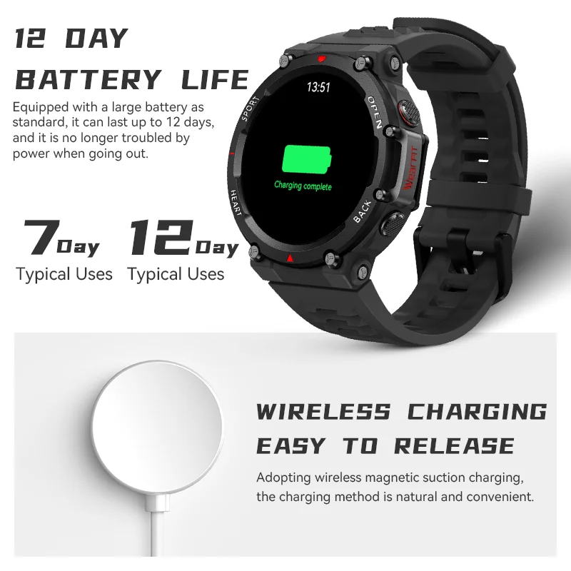 2024 New outdoor HD Bluetooth call men's smartwatch 1.48inch full screen touch heart rate and blood pressure monitoring + box