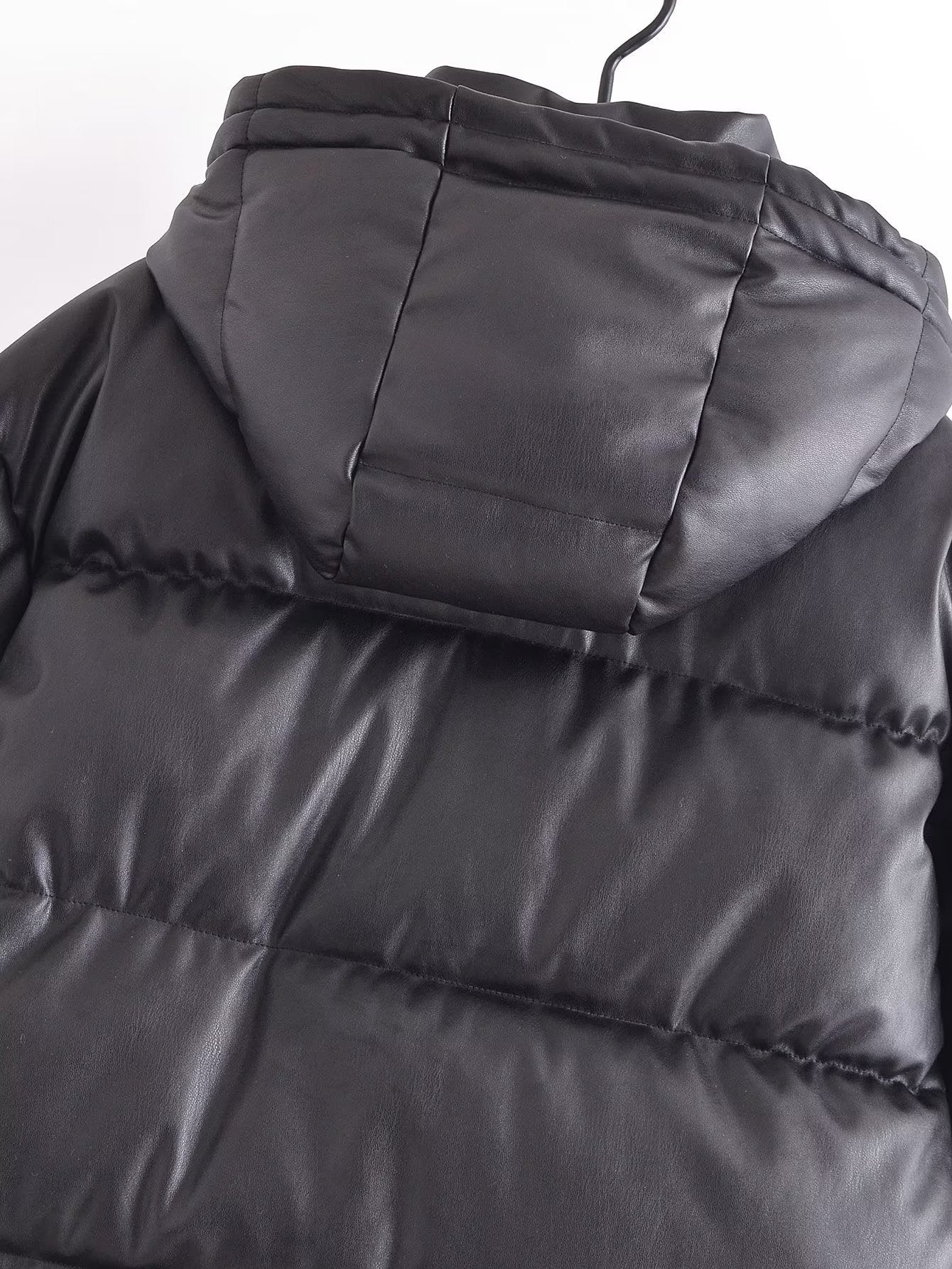 Autumn Women Clothing Faux Leather Faux Leather Loose Casual Cotton Coat