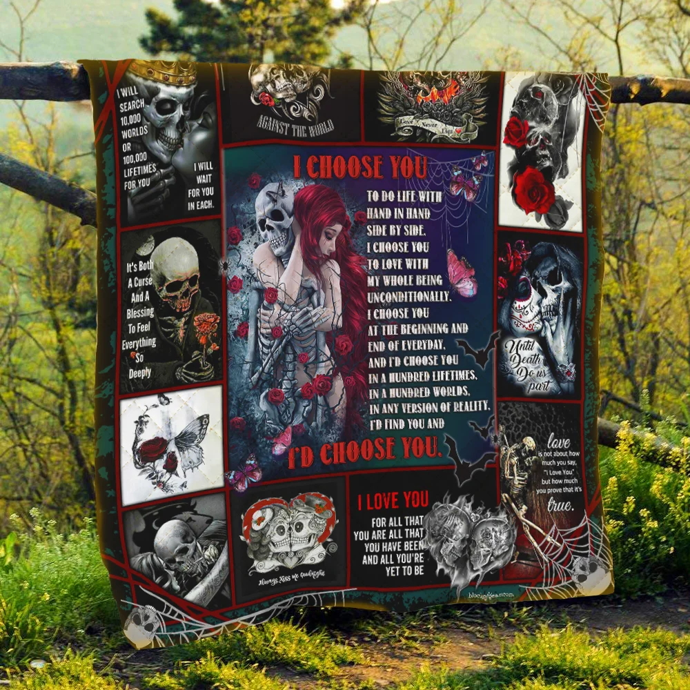 I Choose You Skull Love Quilt Blanket