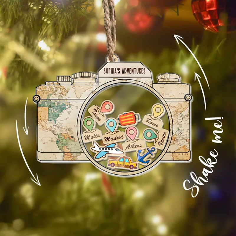 Personalized Travel Christmas Ornament