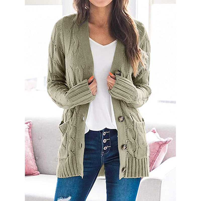 V-neck long-sleeved sweater coat