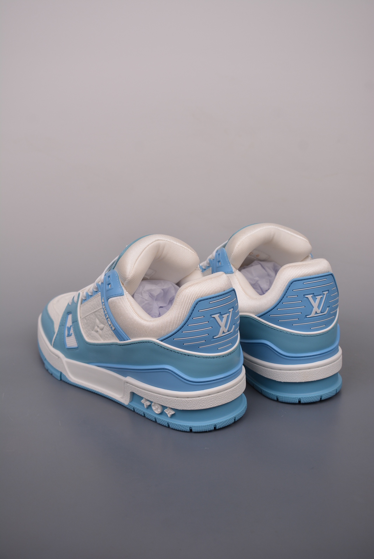 Louis Vuitton Trainer Sneaker Low Blue and White Embossed 1AA6X3