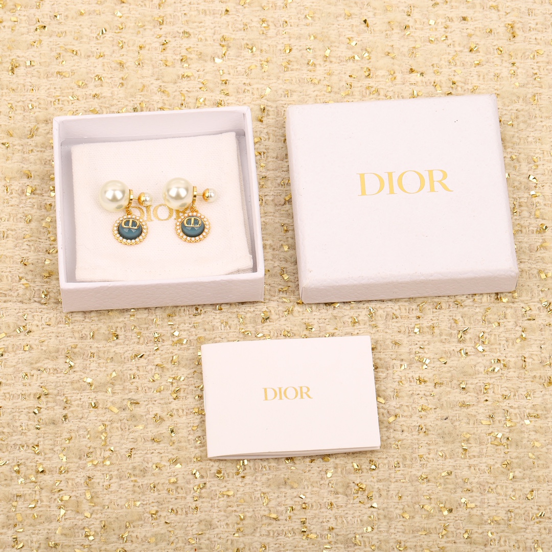 Dior Glass Bead Pearl Earrings