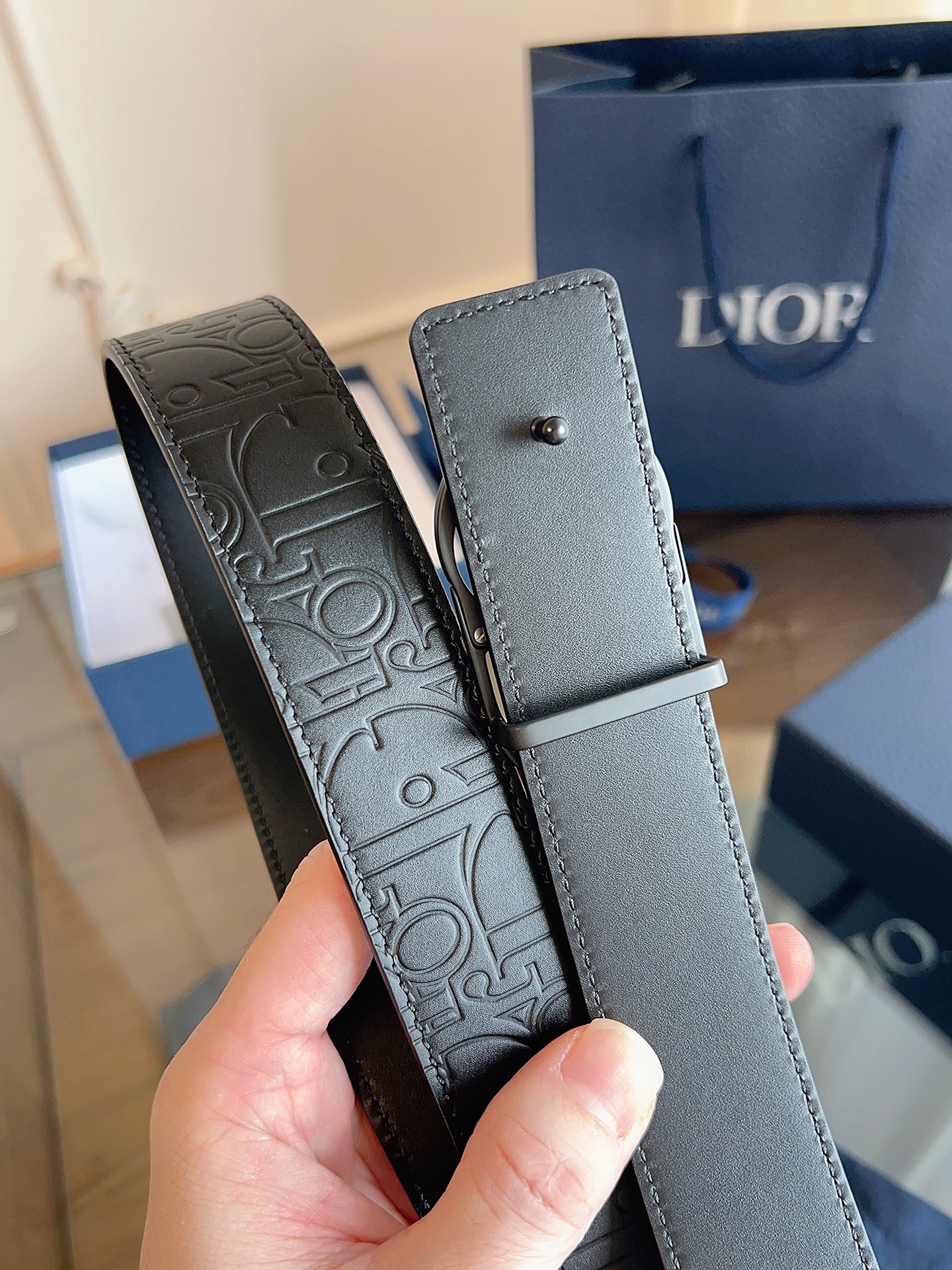 Dior printed full cowhide leather belt width 3.5CM