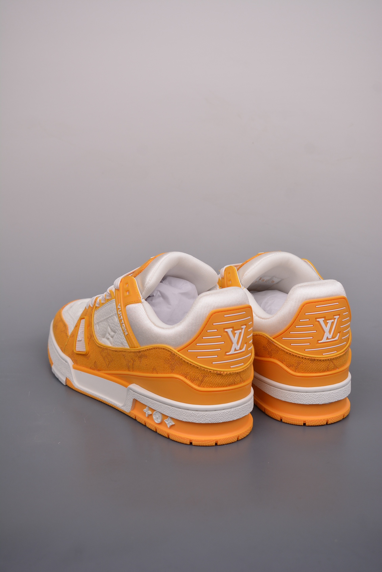 Louis Vuitton Trainer Sneaker Low Orange and White Jacquard 1A9JHF
