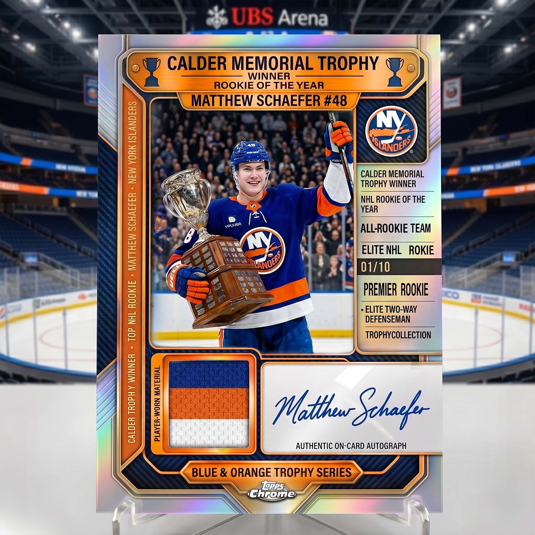 Topps Matthew Schaefer Calder Memorial Trophy Winner Autograph Patch Card