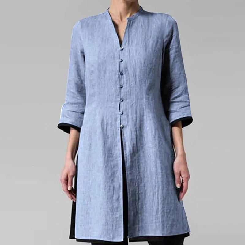 Three-quarter Sleeve Button Down Casual Shirt