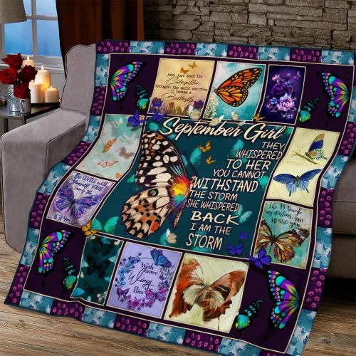 September Girl I Am The Storm Butterfly Quilt Blanket