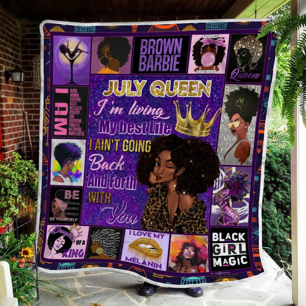 July Girl Black Queen Sofa Throw Blanket