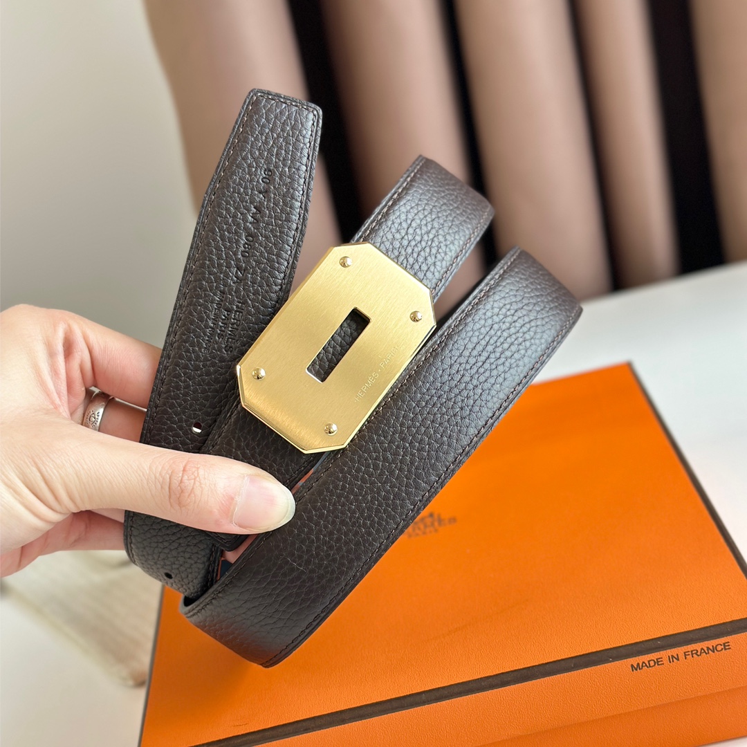 Hermès new double-faced calfskin belt width 3.2CM