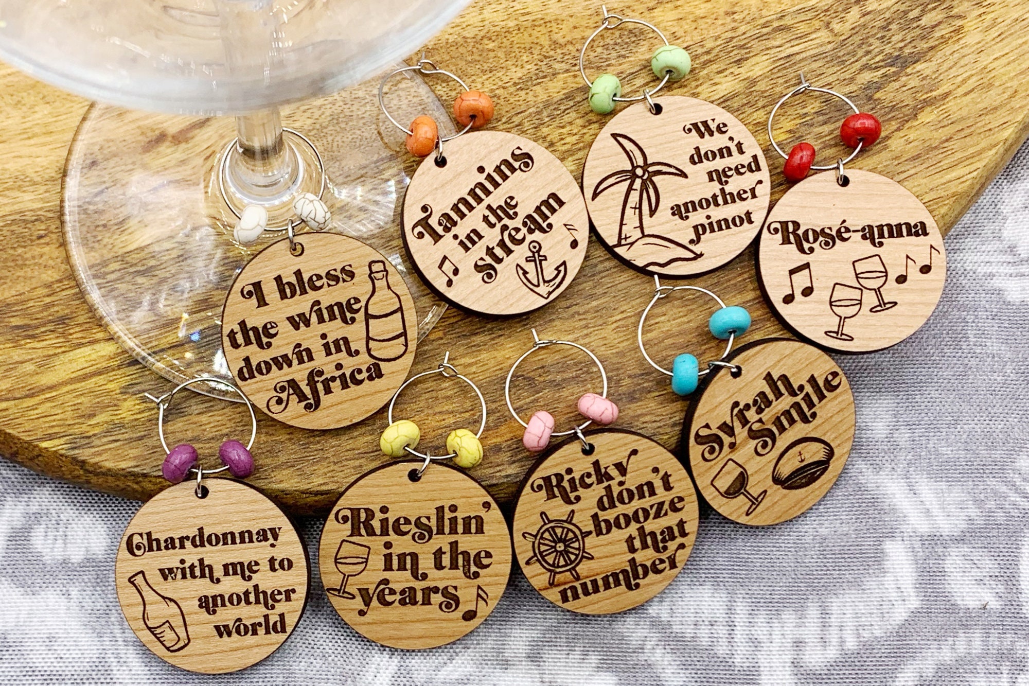 Wood Wine Charms | Helping your wines stand out
