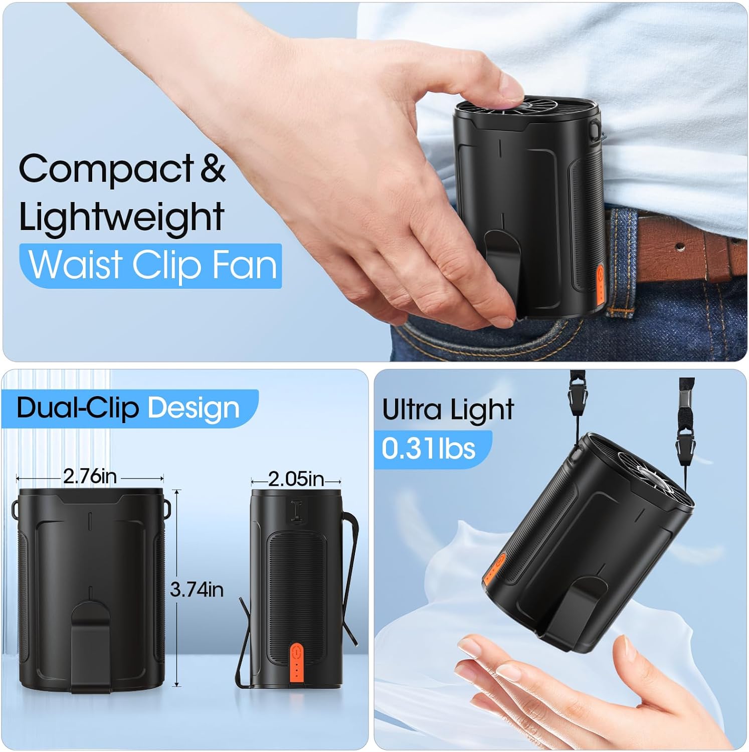 👍Last Day Promotion 60% OFF💥2025 AI Portable Fan Rechargeable, 4 Speeds 6600RPM Strong Airflow