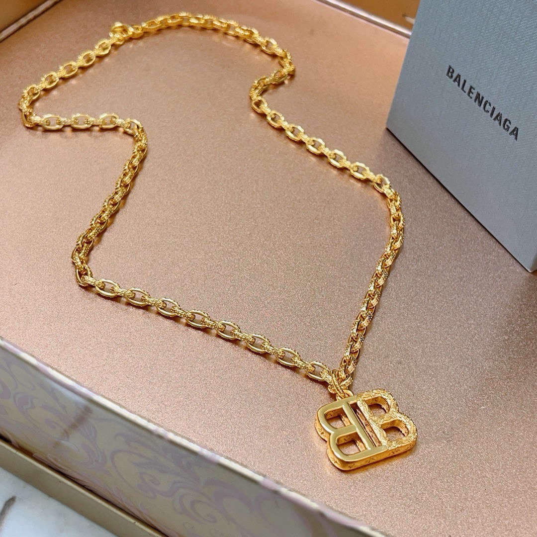 Balenciaga BB chain gold necklace
