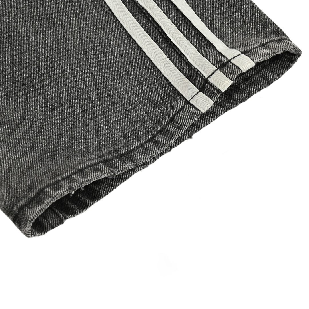 Balenciaga & Adidas collaboration three-bar washed jeans