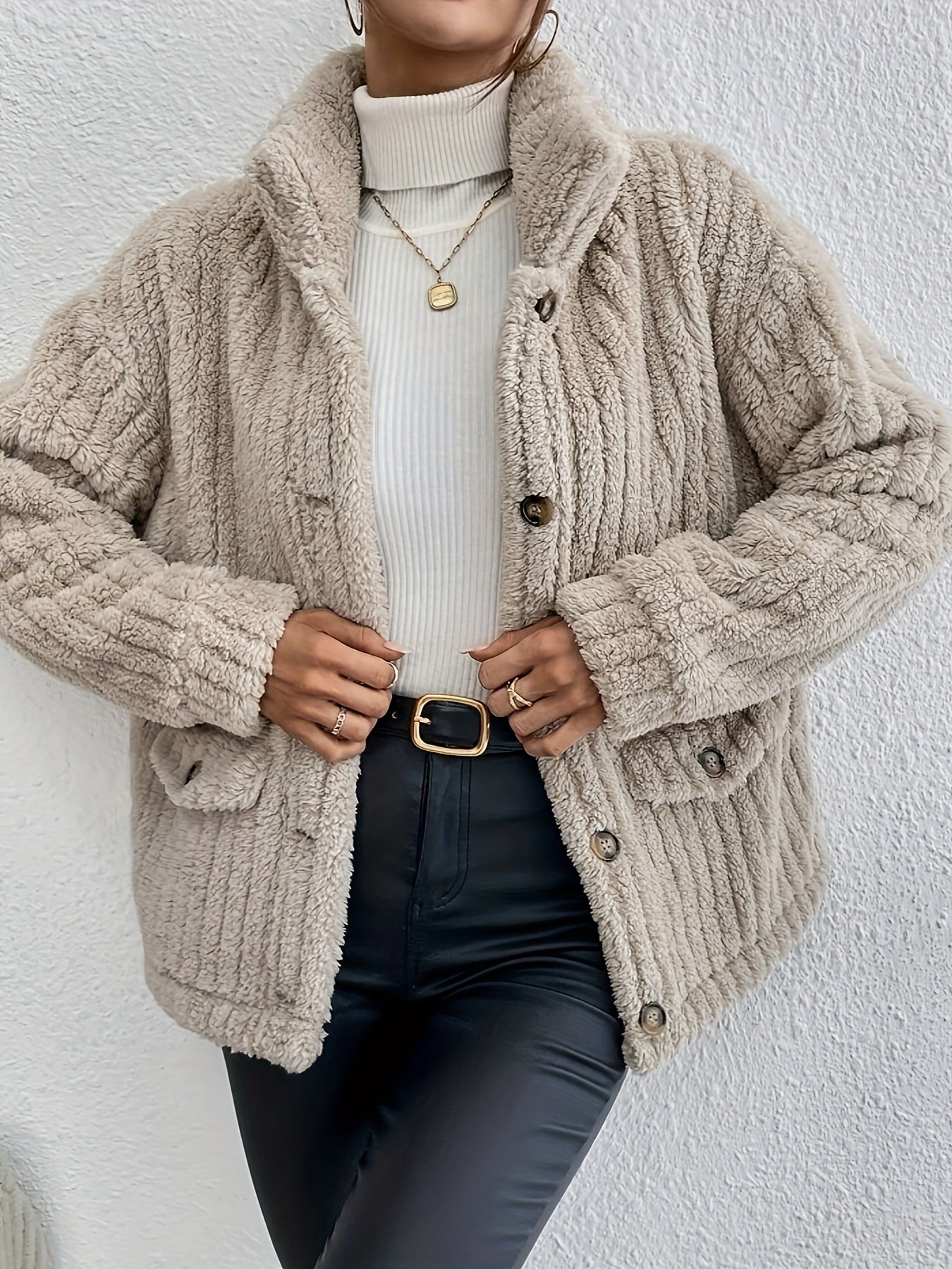 New Double-Sided Velvet Button-Up Cardigan Casual Coat