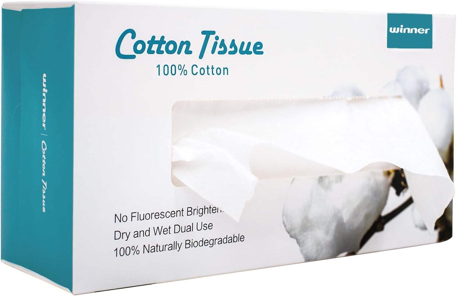 Winner Soft Face Towels - 100% USA Cotton Dry Wipes, 600 Count Unscented Cotton Tissues for Sensitive Skin, OEKO-TEX Certified Face Towelettes Disposable, Makeup Remover Facial Towels, 6 Pack
