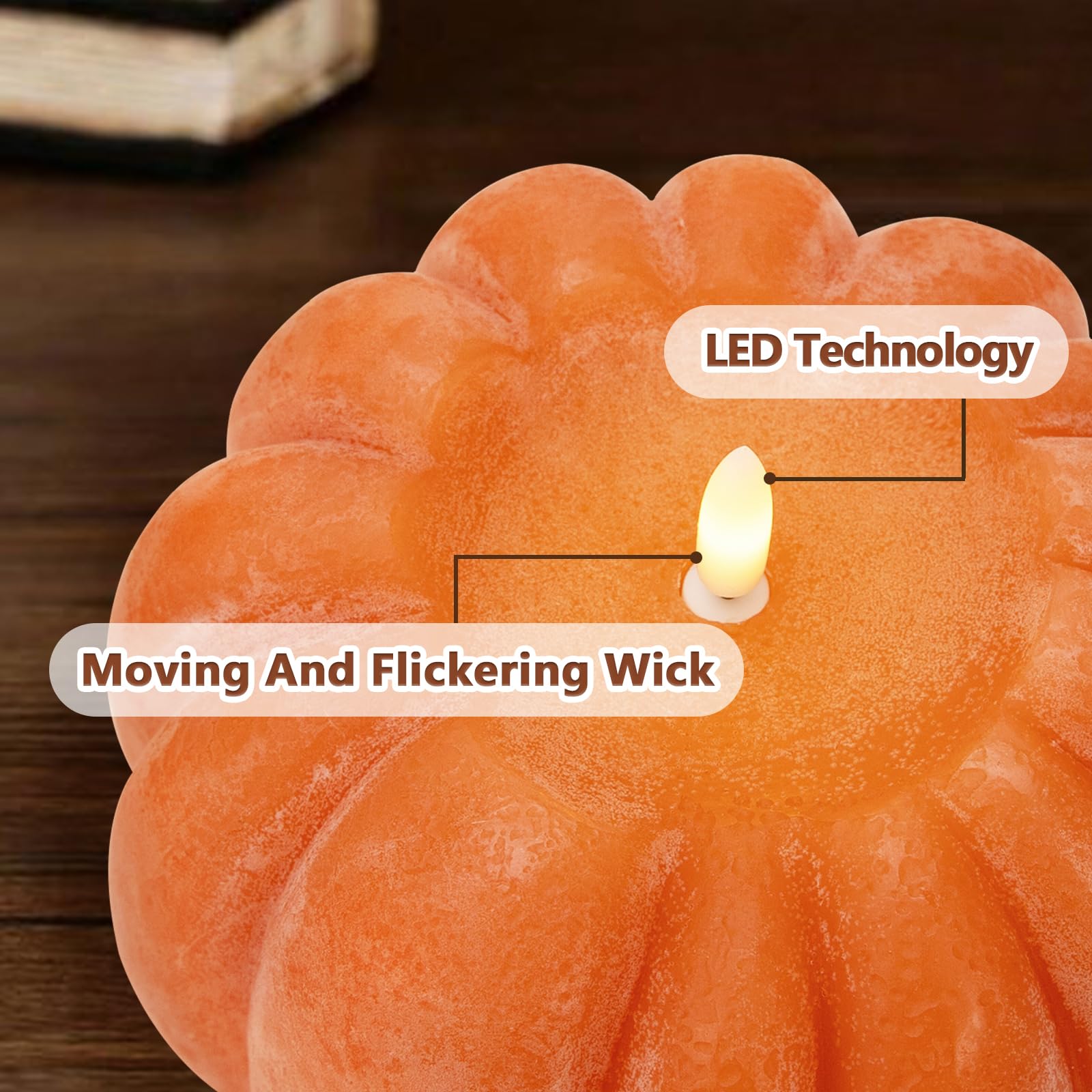 🍂Autumn Party Decorations Indoor - 🎃 Pumpkin LED Flameless Wax Candle 🕯️🍁