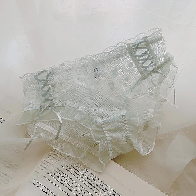 Love Heart Lace Up Mesh Panty
