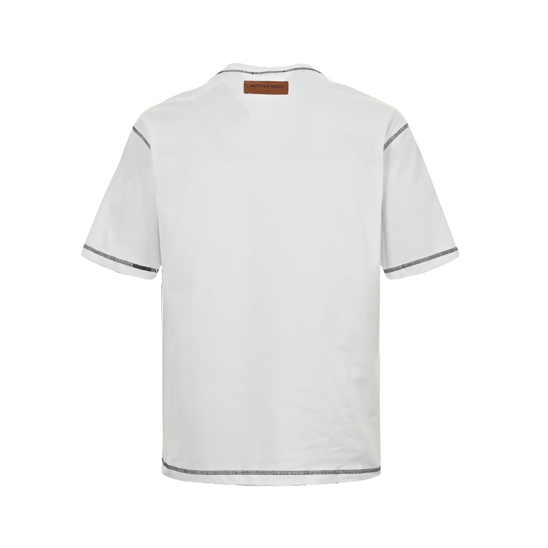Louis Vuitton 24ss stitching script embroidered lettering short sleeves