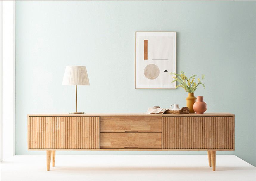 Catherine MARRIOTT TV Console Nordic Solid Wood Scandinavian Cabinet ( Colour Walnut, Natural )