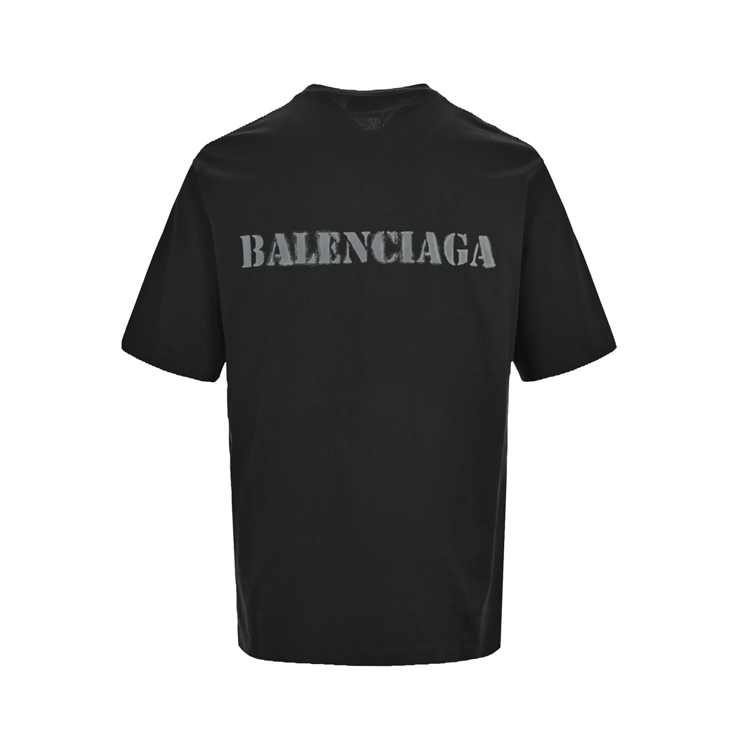 Balenciaga 24ss front and back blurred letter print short sleeves - black