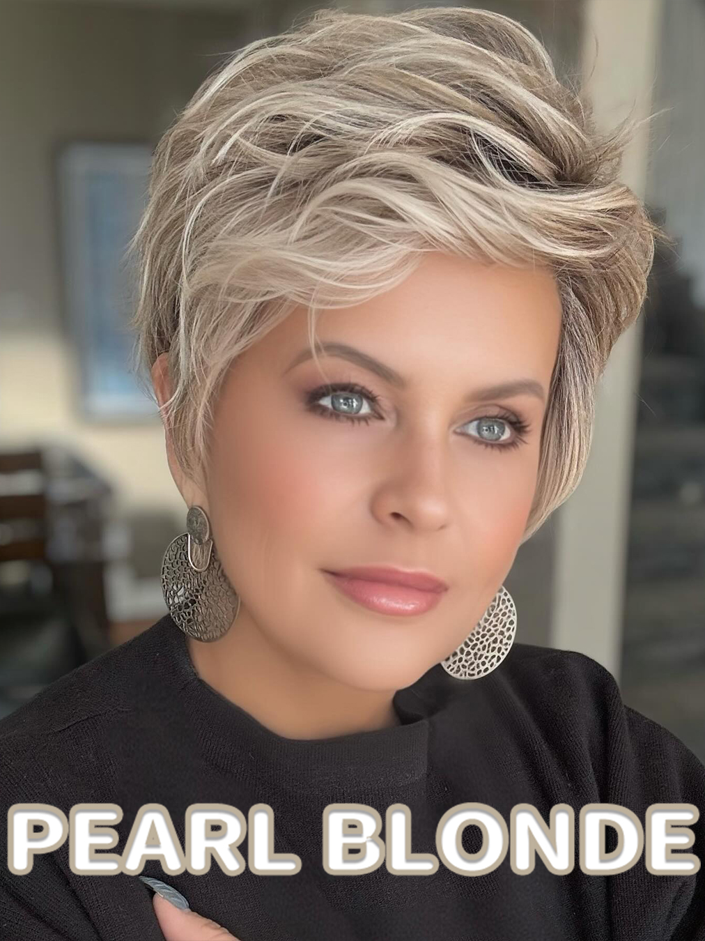 Textured Short Wig With Wind-Swept Layers