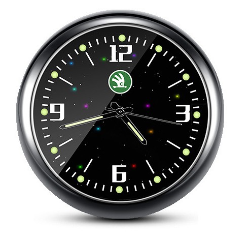 1x Luminous Diamond Quartz Analog Watch Stick On Car Clock Accessories Black