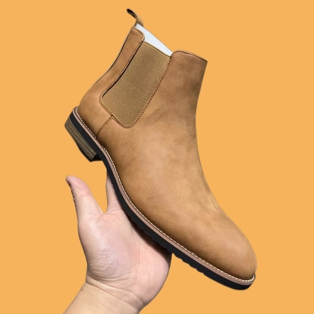 Yellow Round Toe Slip-On Men Short Boots