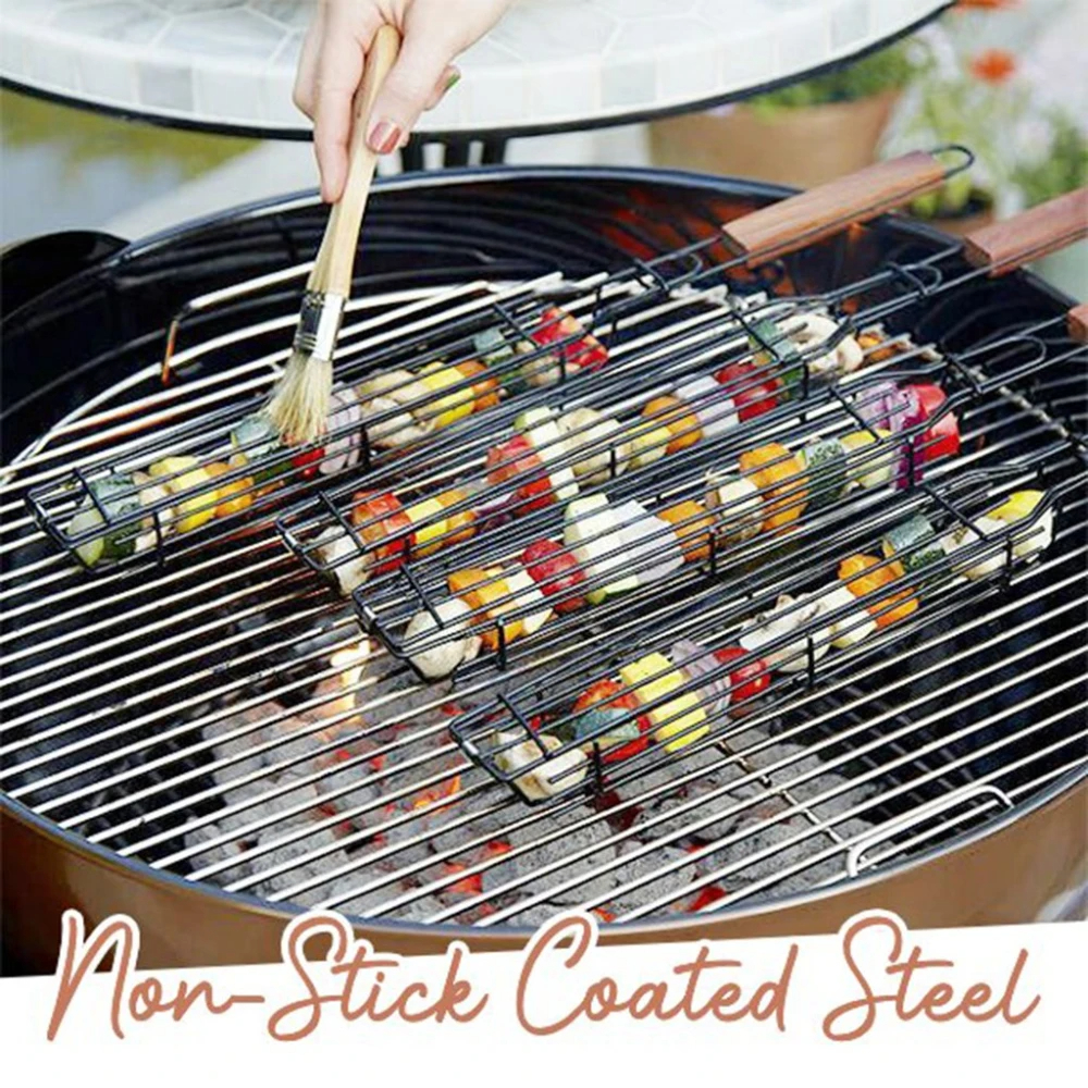 👍Last Day Promotion 60% OFF💥 BBQ Grill Baskets With Wooden Handl