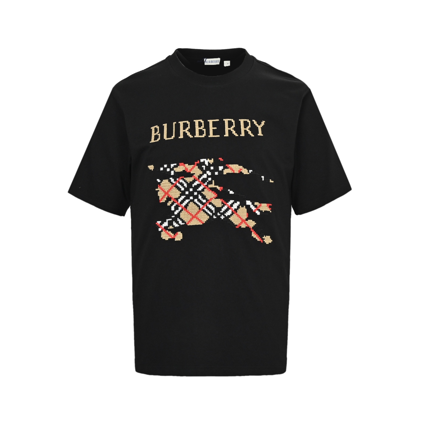 Burberry 25ss cross stitch embroidered war horse short sleeve