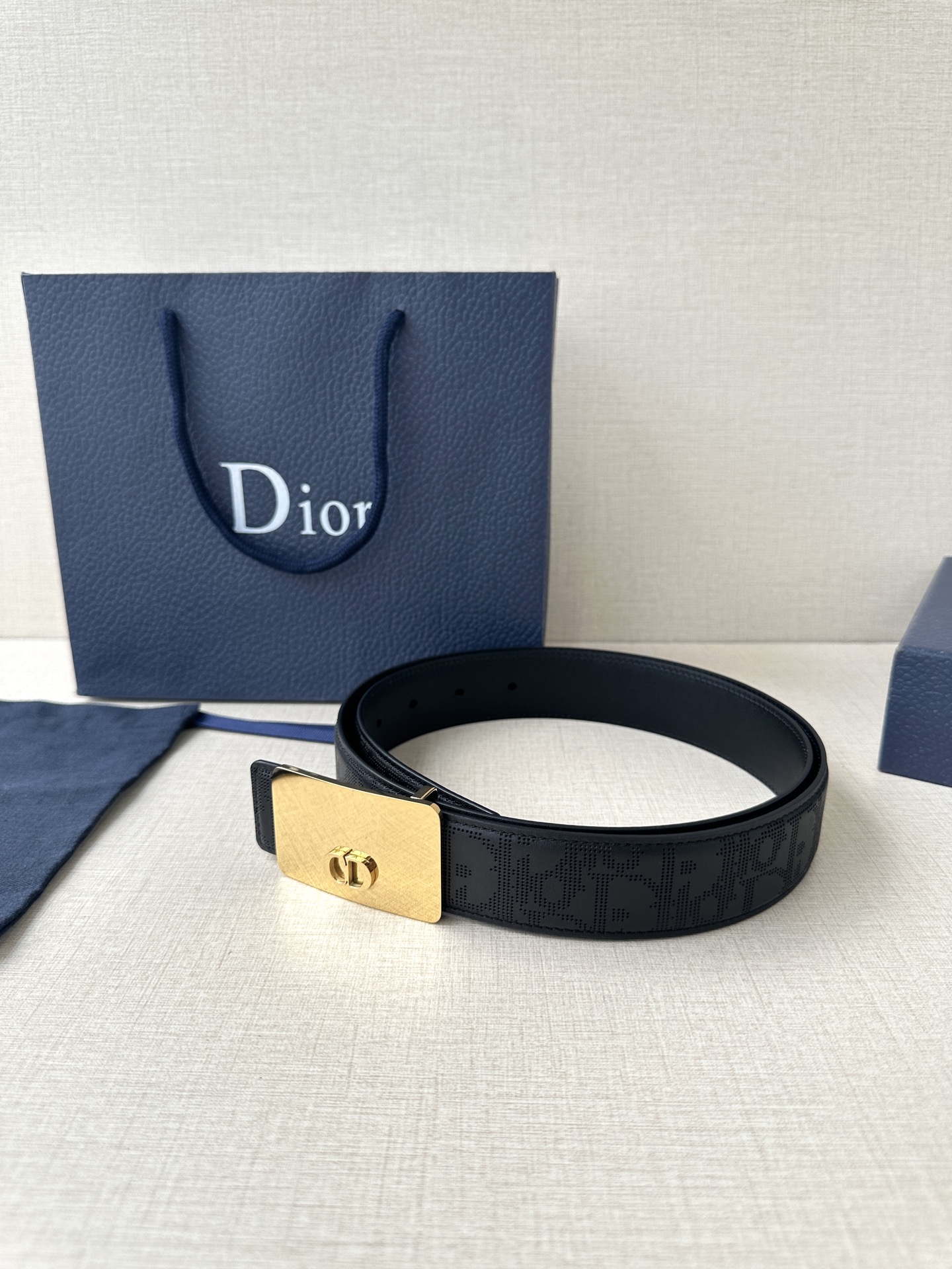 Dior square buckle leather belt 3.5CM wide