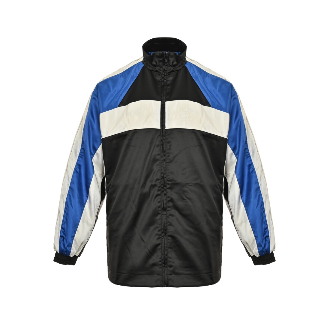 Balenciaga 24Fw blue and white stand-up collar jacket