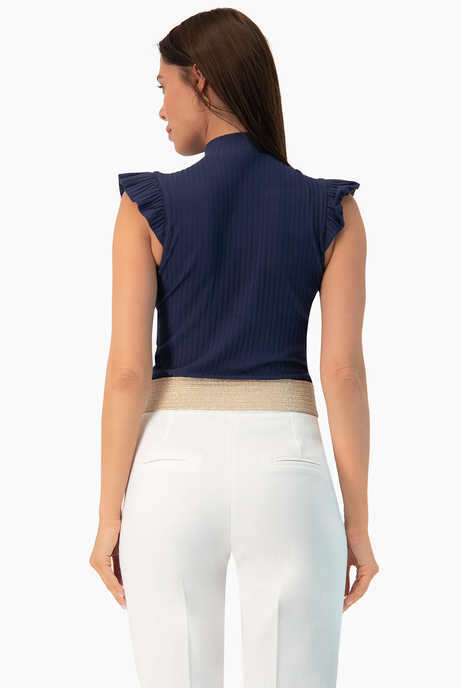 Blusa de cuello alto marino