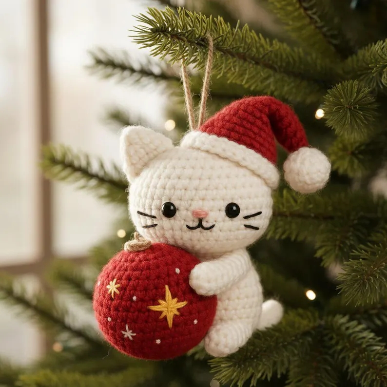 Cat and Ball Ornament Crochet