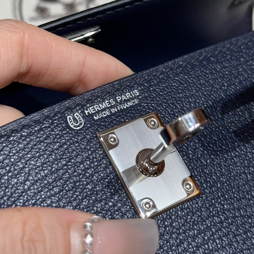 Hermes mini kelly 76Blue indigo and M3Blue encer handbag (handmade to order)