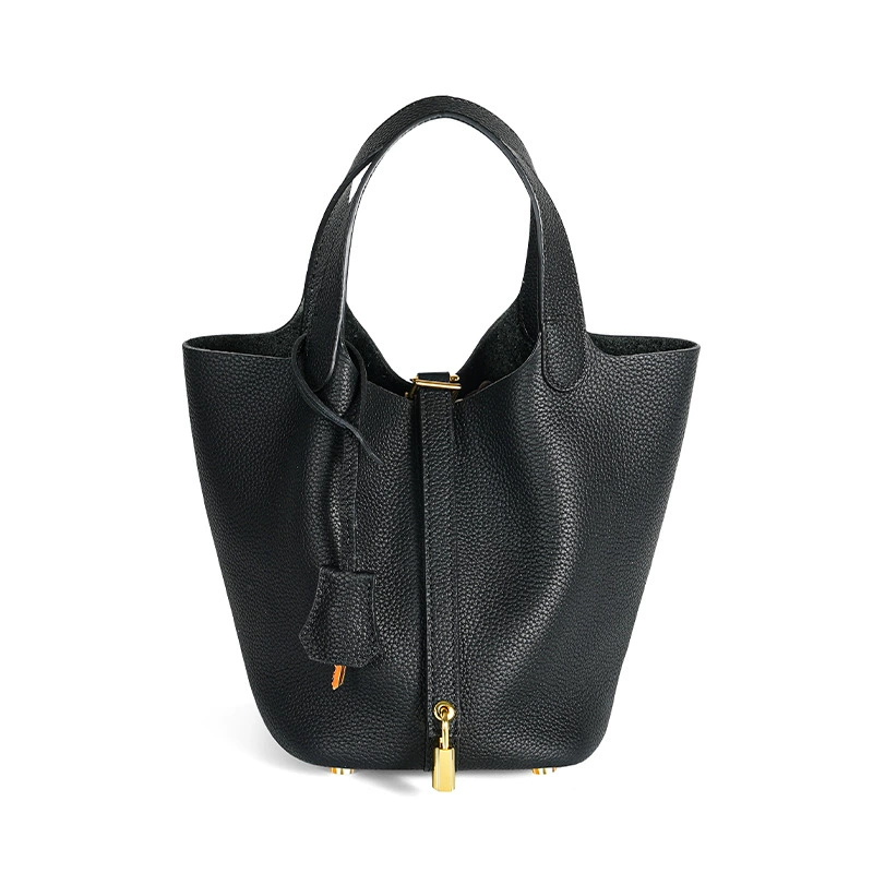 Large Capacity Cowhide Bucket Bag