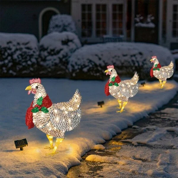 Christmas decoration - Light-up chicken with scarf
